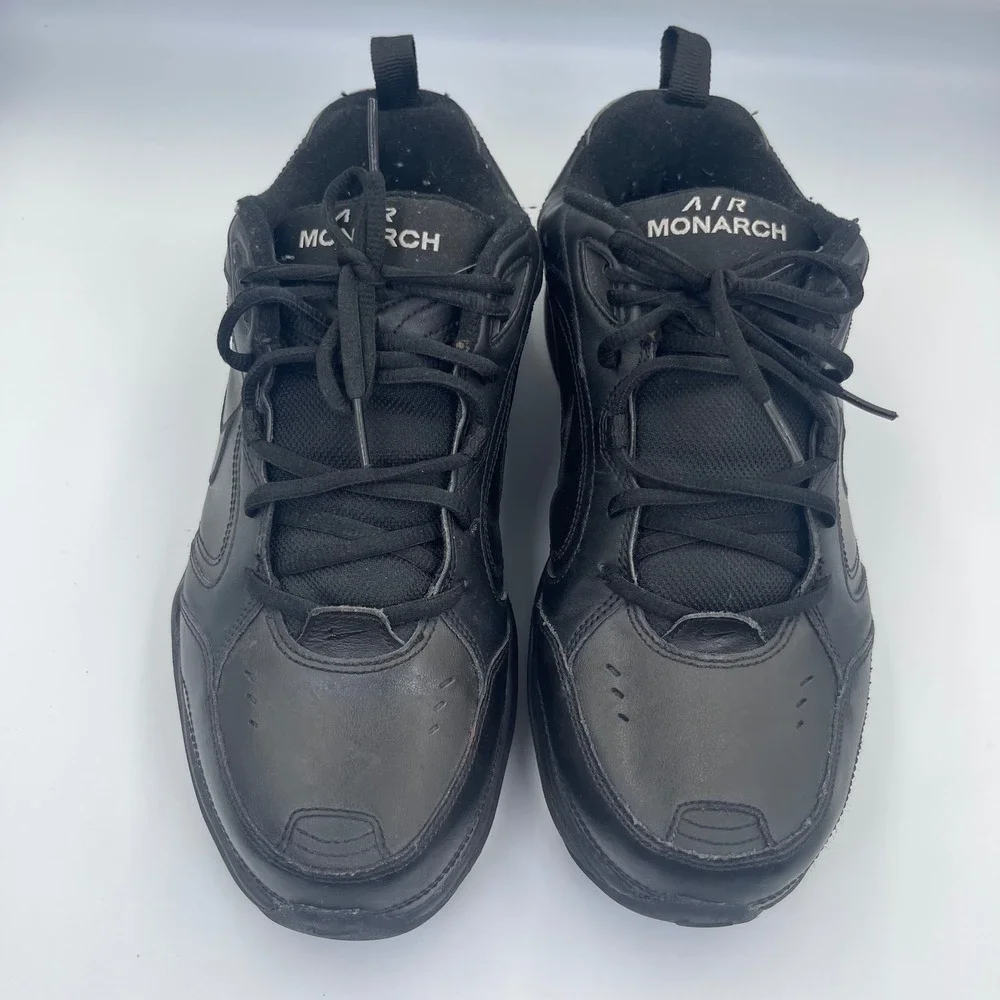 Nike Air Monarch IV Men's Black Leather Training Shoes Size 10 4E Extra Wide